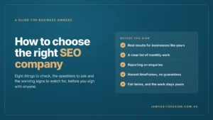 How to choose the right SEO company: real results, a clear list of monthly work, reporting on enquiries, honest timeframes and fair terms