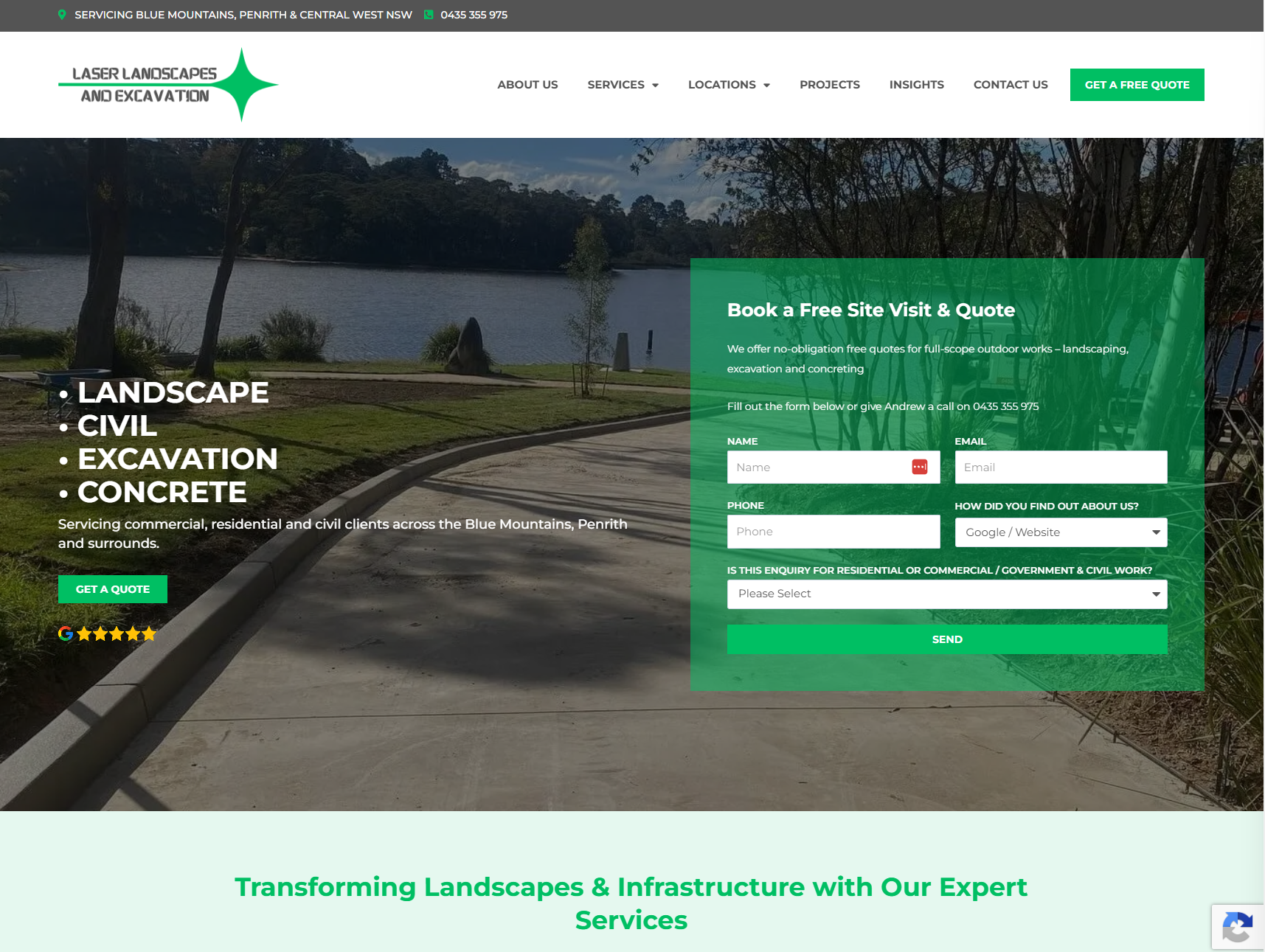 The Laser Landscapes and Excavation home page
