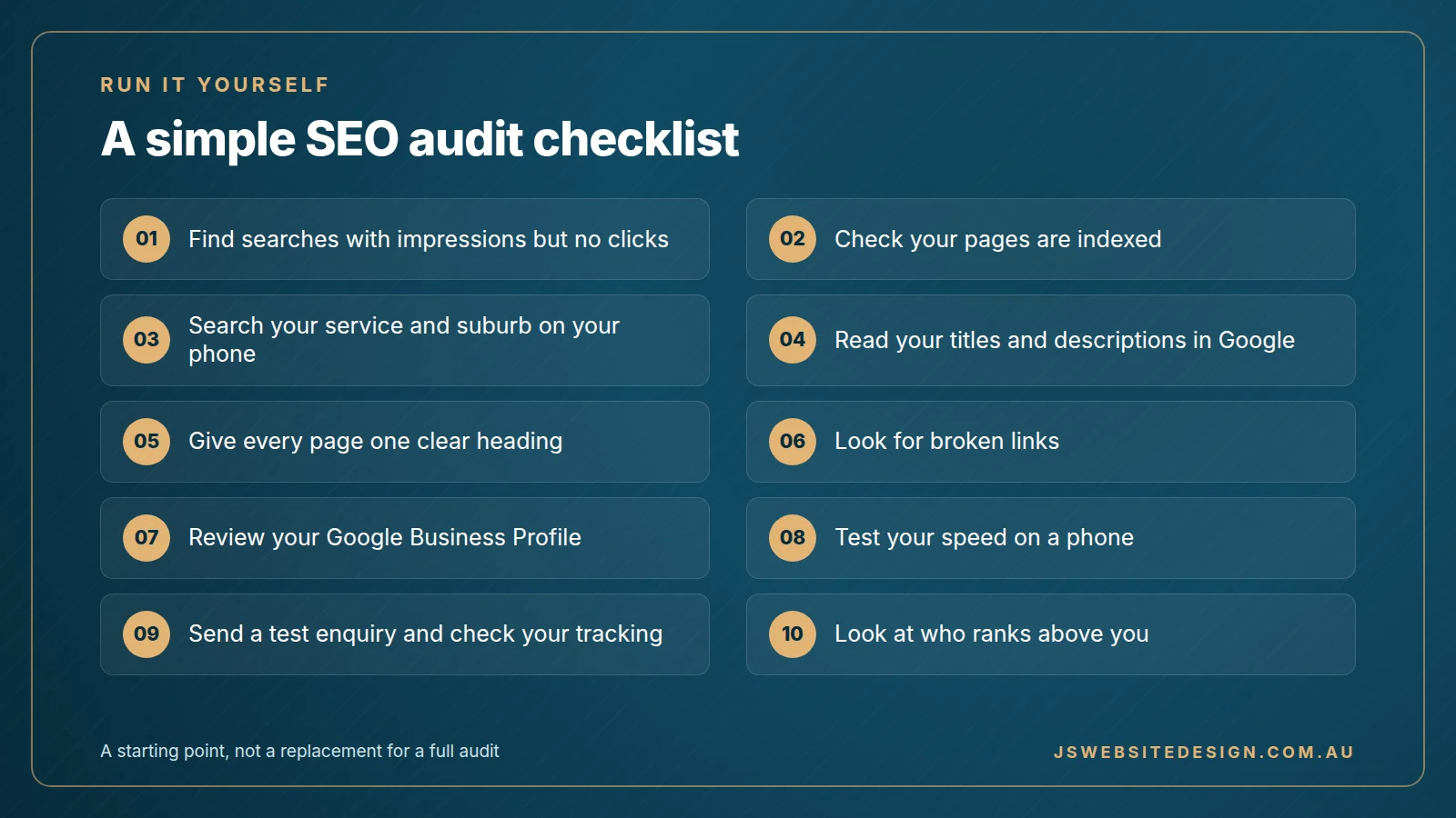 A 10 point SEO audit checklist you can run yourself