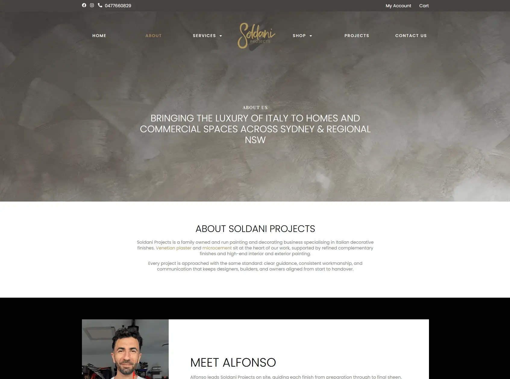 The new Soldani Projects about page