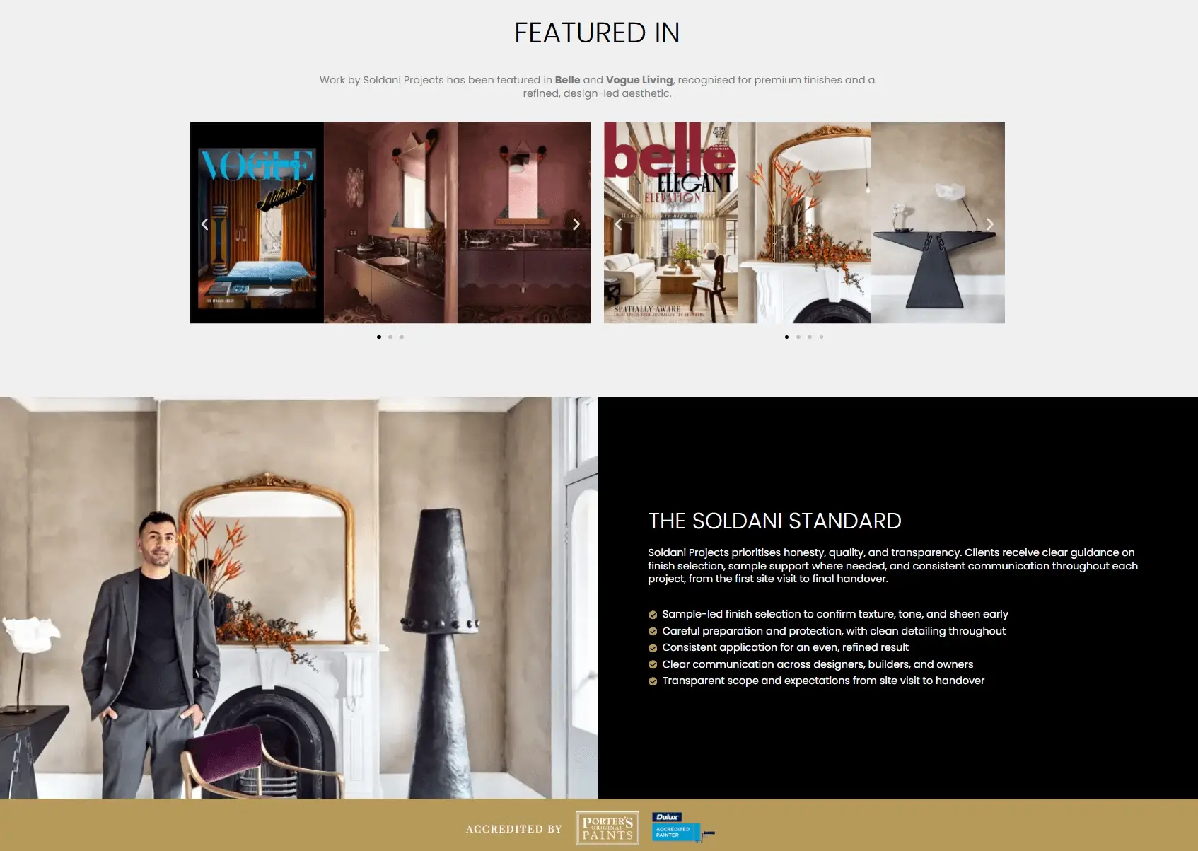 Featured in Vogue Living and Belle section on the Soldani Projects website