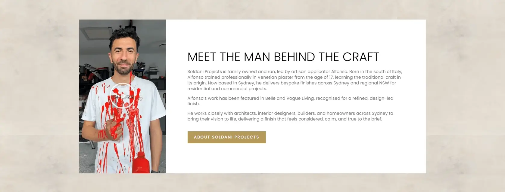 Meet the man behind the craft section on the Soldani Projects home page
