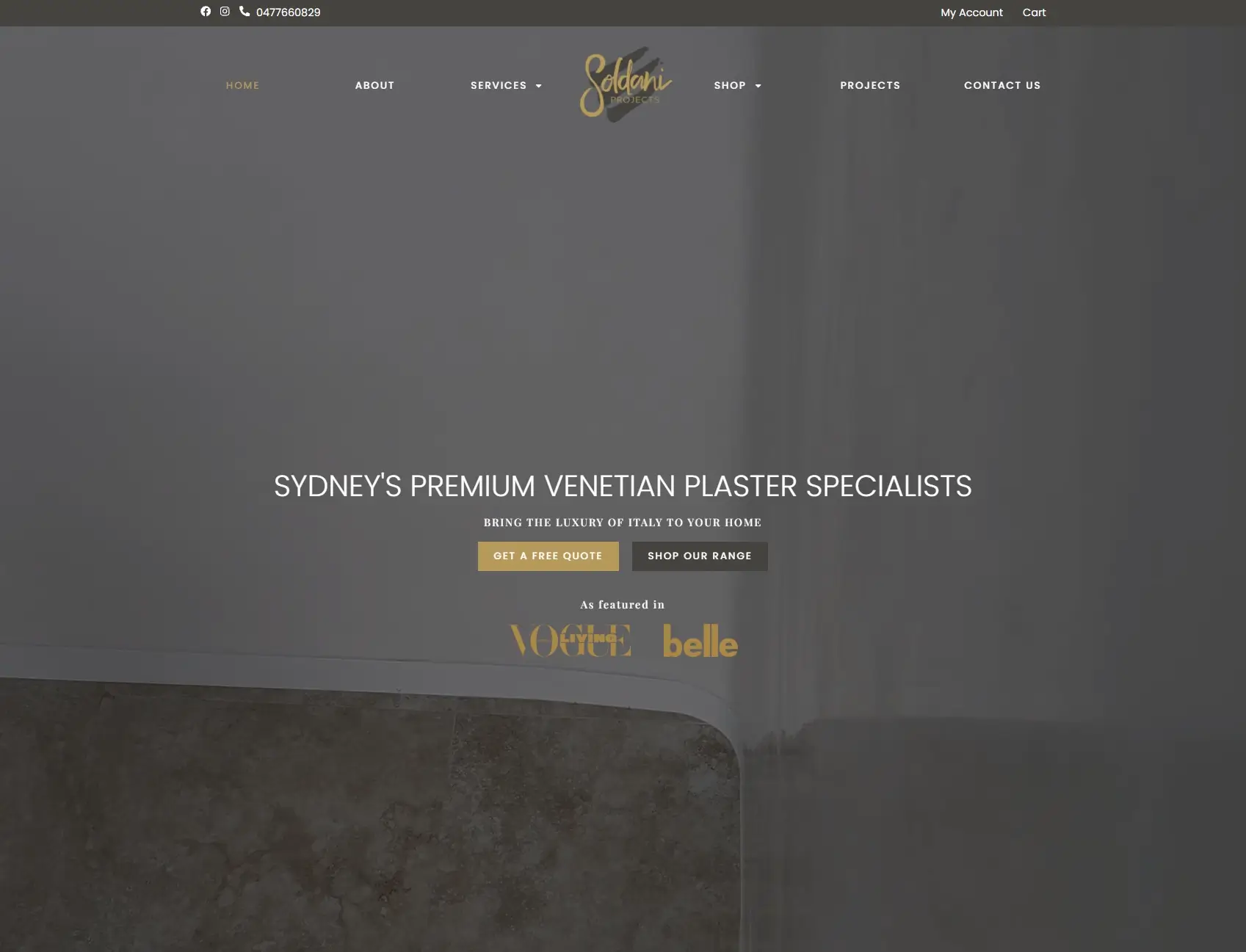 The new Soldani Projects home page built by JS Website Design