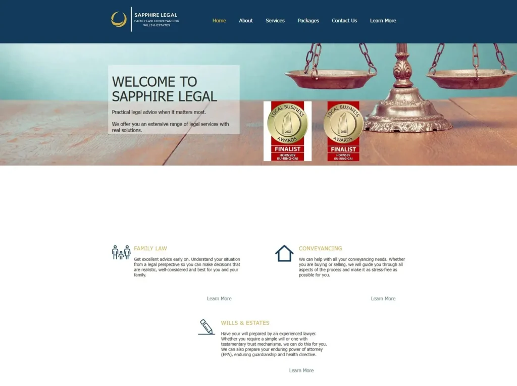 Sapphire Legal home page before the redesign
