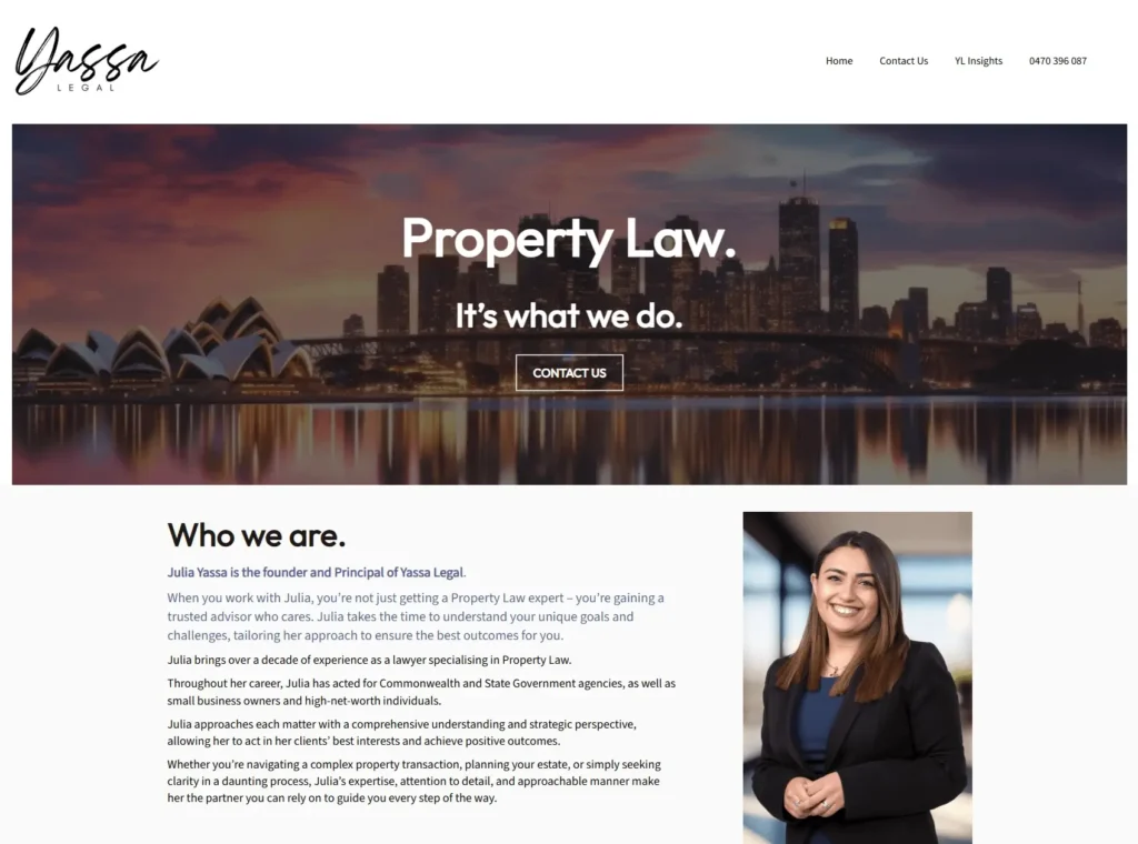 Yassa Legal home page before the redesign