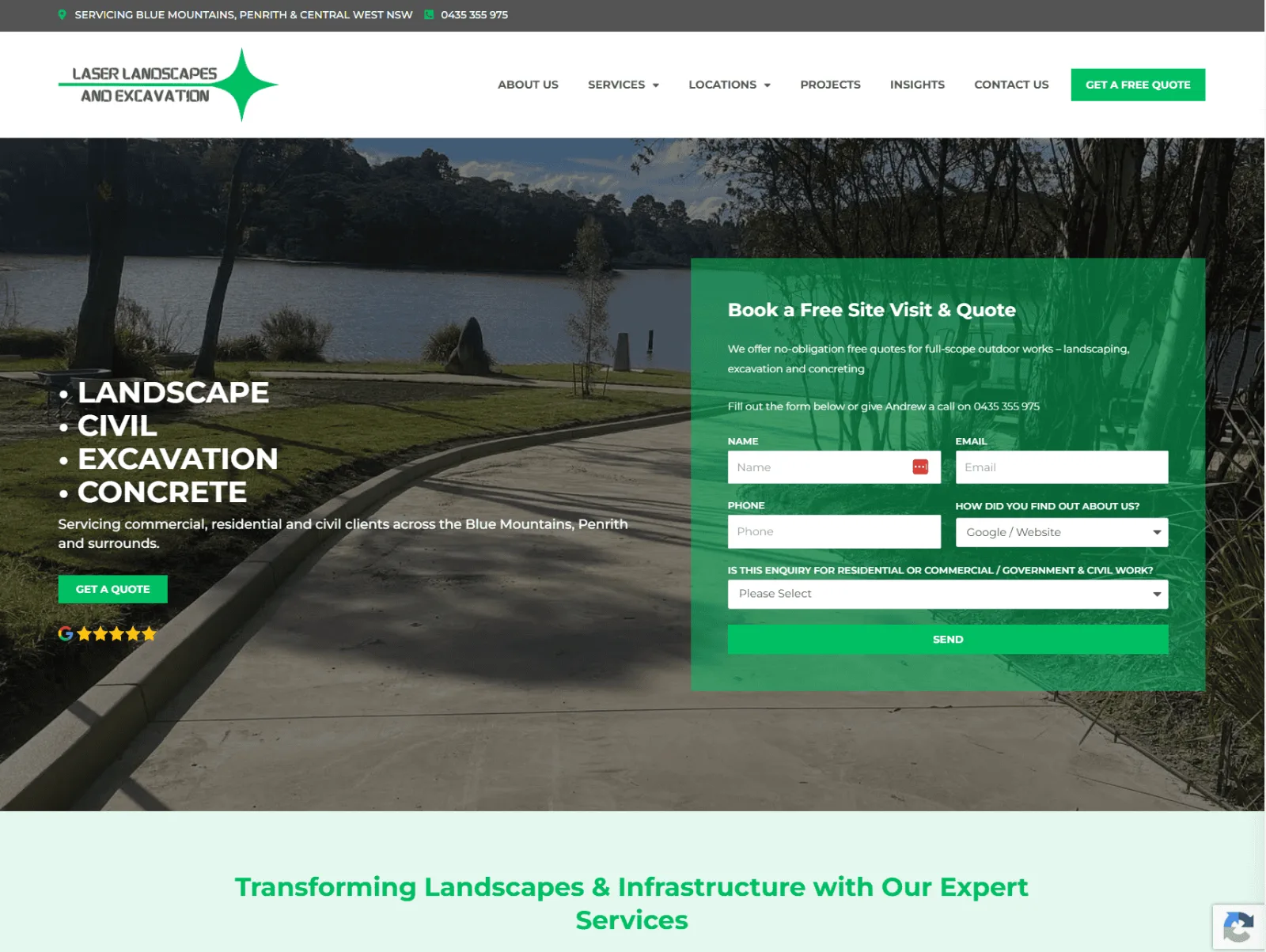 The Laser Landscapes and Excavation home page